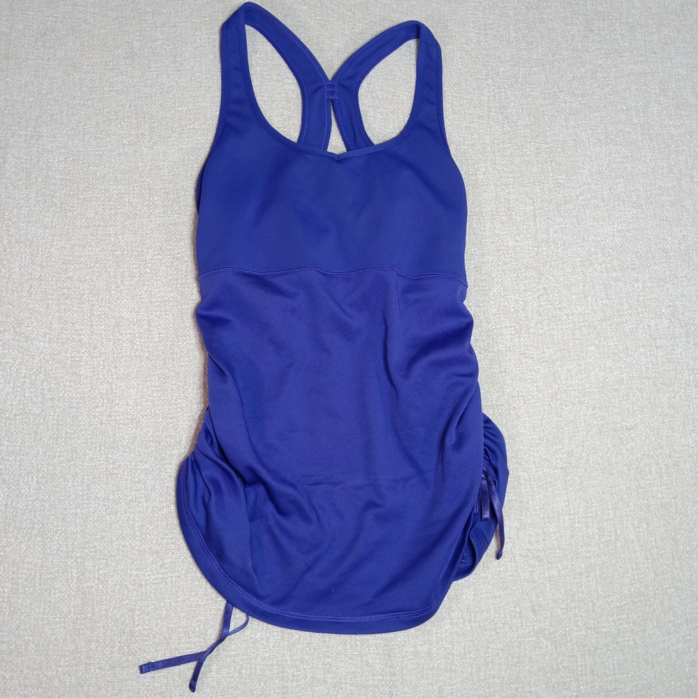 New Balance Womens M Royal Blue Cinched Side Racerback Tank Top Gym Running Yoga
